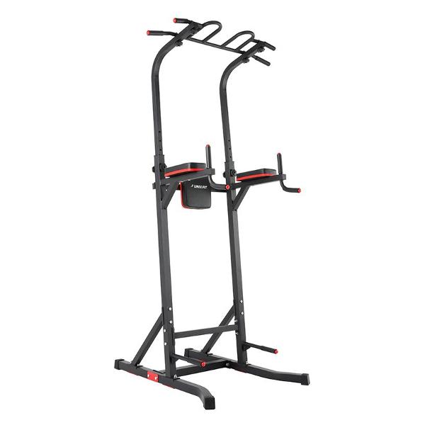 Турник-пресс-брусья 3 в 1 для дома UnixFit силовой тренажер / Power Tower 150 для домашних тренировок, 6 хватов, до 150 кг., длина перекладины 109 см., упоры для отжиманий, 110х88х204-240 см