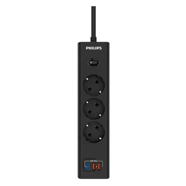 Сетевой фильтр Philips 3 розетки с USB (PD/QC3.0 5/9/12В), 20 Вт фото