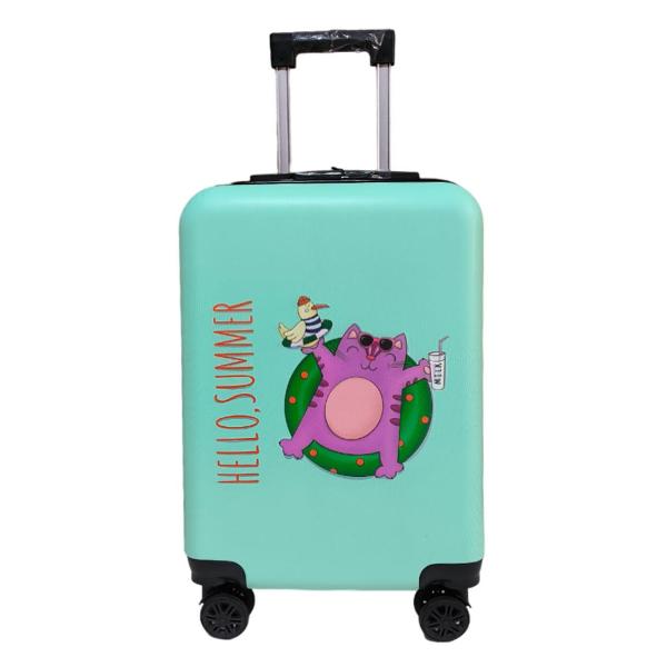 Чемодан Lats S (арт.708) Кот в круге, бирюзовый