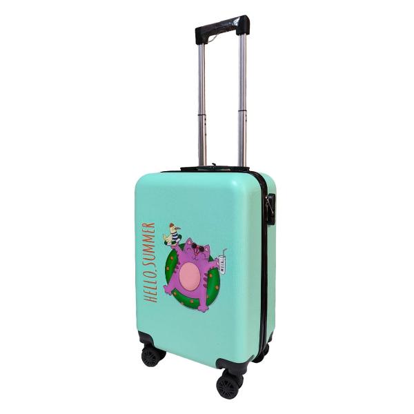 Чемодан Lats XS (арт.704) Кот в круге, бирюзовый