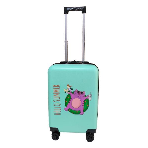 Чемодан Lats XS (арт.704) Кот в круге, бирюзовый