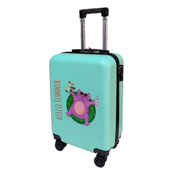 Чемодан Lats XS (арт.704) Кот в круге, бирюзовый