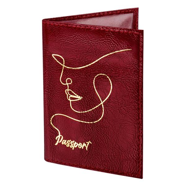 Обложка для документов Brauberg тиснение золотом "Трафарет", красная, 238211