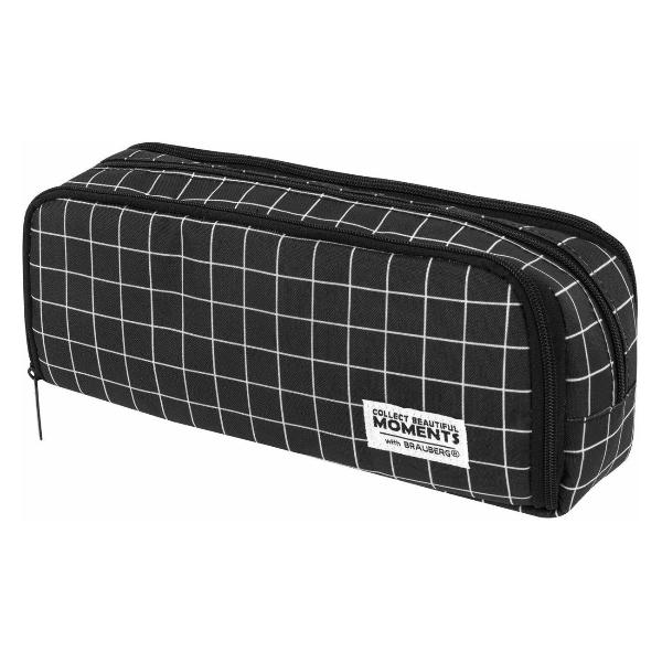Пенал детский Brauberg Клетчатый черный 23х9см 272316