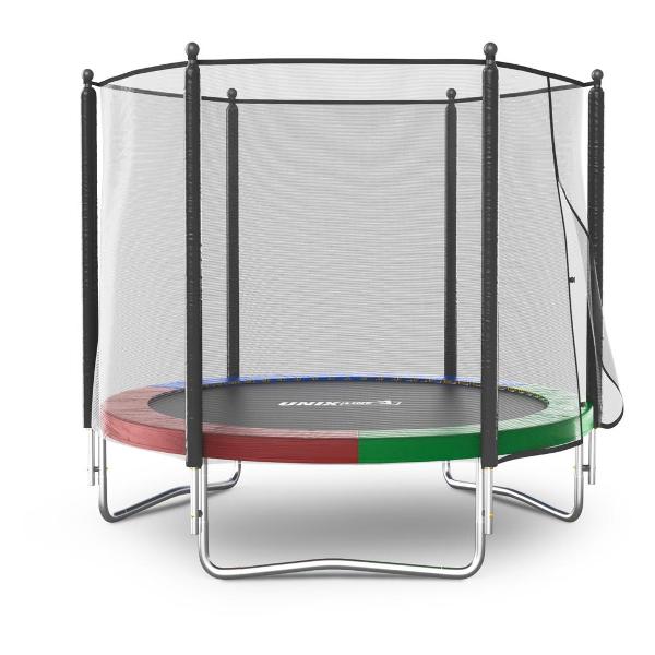Батут каркасный UNIX line Simple 8 ft с внешней защитной сеткой, общий диаметр 244 см, до 140 кг, большой, детский батут для улицы, цветной
