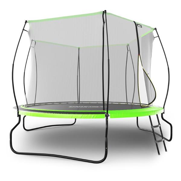 Батут каркасный UNIX line НЛО / UFO 10 ft, диаметр 305 см, до 150 кг, с внутренней защитной сеткой, для дома и улицы, лестница в комплекте, зеленый