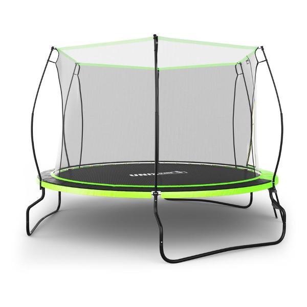 Батут каркасный UNIX line НЛО / UFO 10 ft, диаметр 305 см, до 150 кг, с внутренней защитной сеткой, для дома и улицы, лестница в комплекте, зеленый