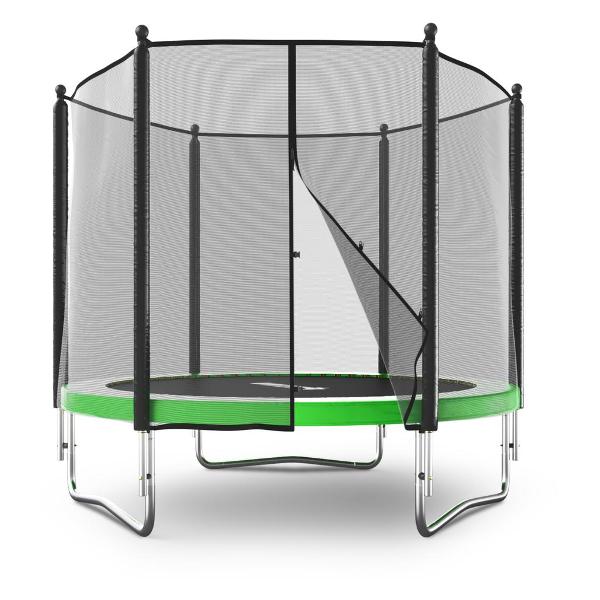 Батут каркасный UNIX line Simple 8 ft с внешней защитной сеткой, общий диаметр 244 см, до 140 кг, большой, детский батут для улицы, зеленый
