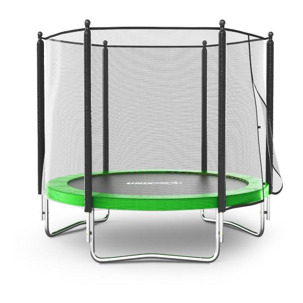 Батут каркасный UNIX line Simple 8 ft с внешней защитной сеткой, общий диаметр 244 см, до 140 кг, большой, детский батут для улицы, зеленый