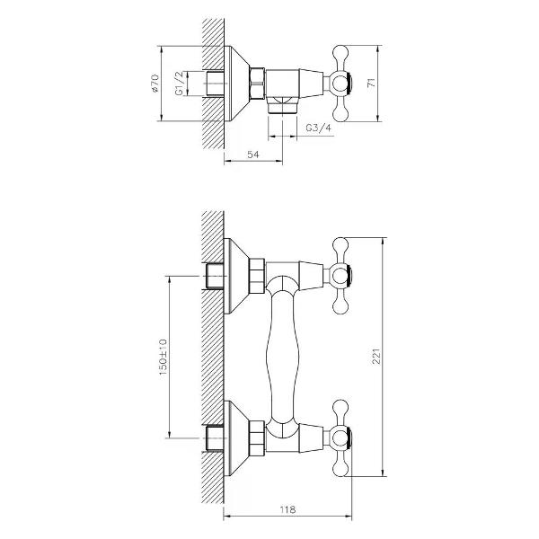 Смеситель ванно-душевой Decoroom DR54055