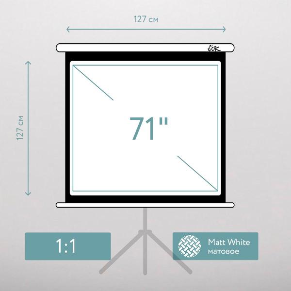 Экран для видеопроектора S'ok SCPST-127x127