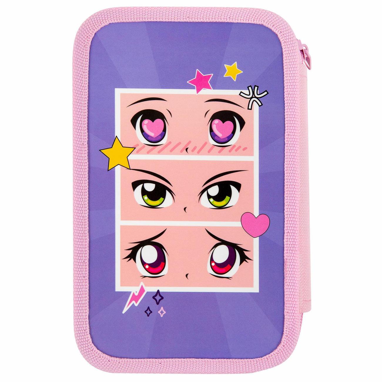 Пенал детский Пифагор 3 отделения Аниме глаза 19х11см 272251