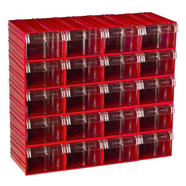 Пластиковый короб Стелла-техник C-2-К20-красный-прозрачный, комплект 20 шт.