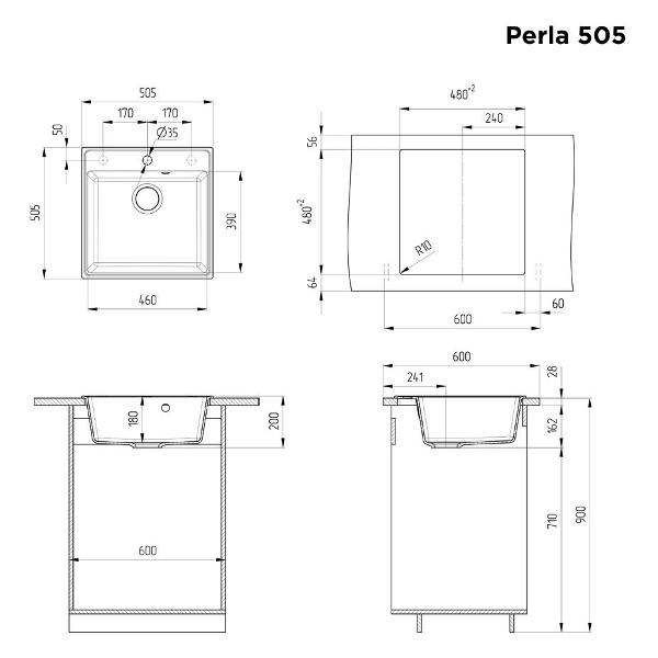 Мойка кухонная Maunfeld Perla 505 MFQS-505LBG светло-бежевая