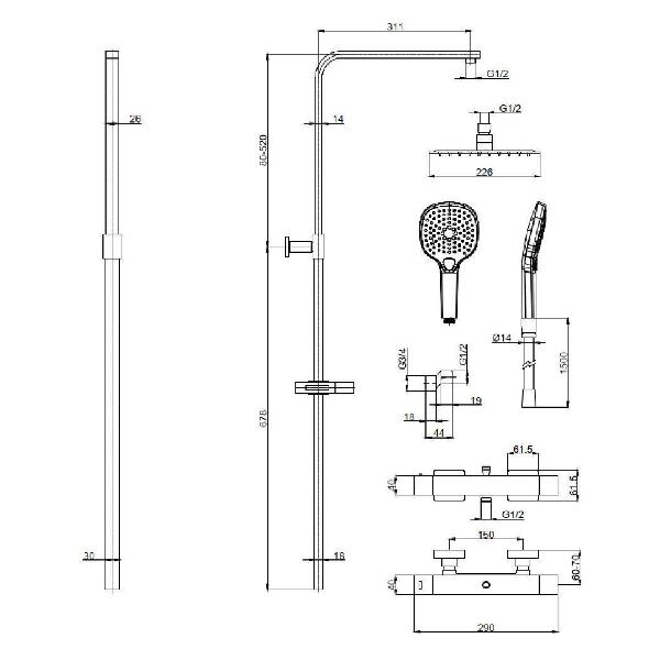 Душевая система AQUAme AQM8007MB
