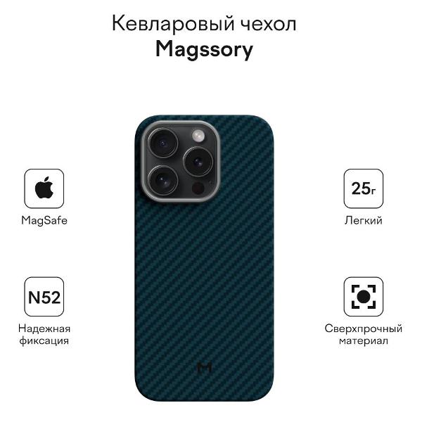 Чехол Magssory Aramid Case for 15 Pro Light Blue