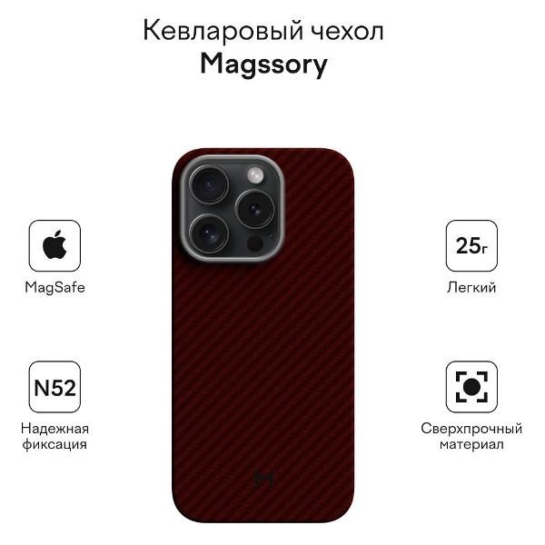 Чехол Magssory Aramid Case for 15 Pro Red
