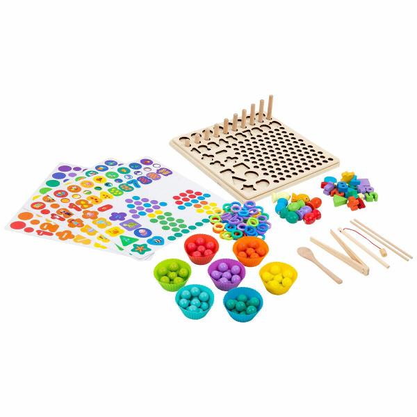 Сортер-мозаика Brauberg 5в1 Монтессори, шарики, цифры, пирамидка, 665248