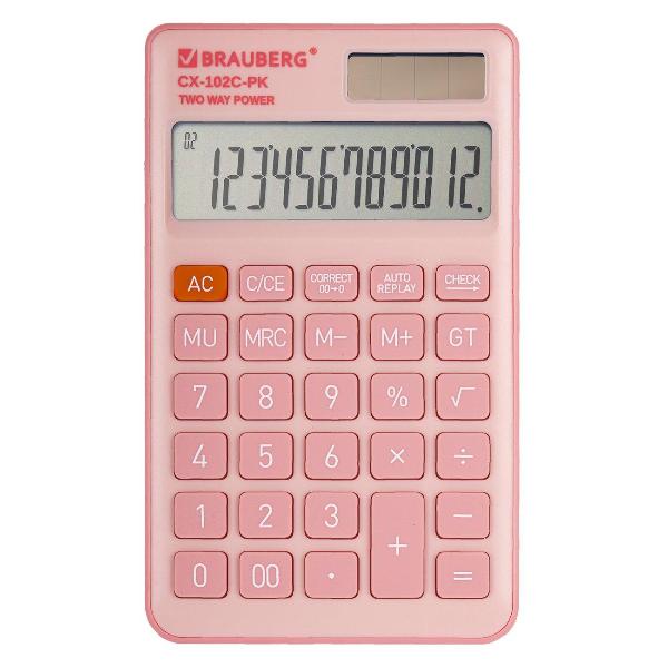 Калькулятор Brauberg CX-102C 12разр роз 272650
