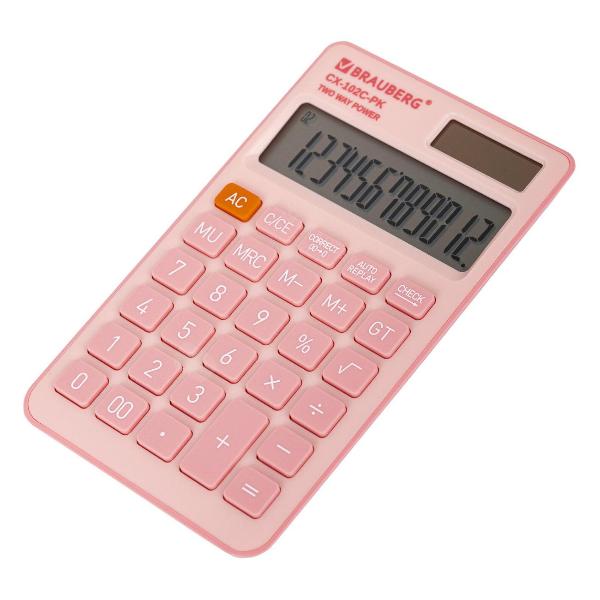 Калькулятор Brauberg CX-102C 12разр роз 272650