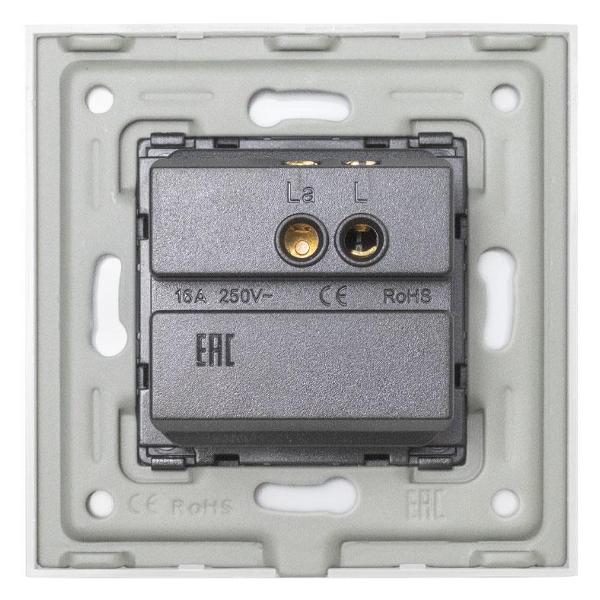 Выключатель Vell WH1P-1L одноклавишный, 1 пост, стеклянная рамка, белый