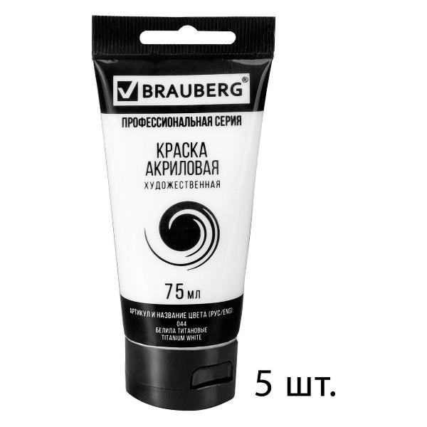Краски Brauberg белила 5шт по 75мл глянец 192423