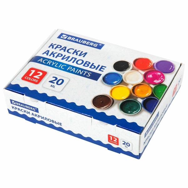 Краски Brauberg 12цв по 20мл 192564