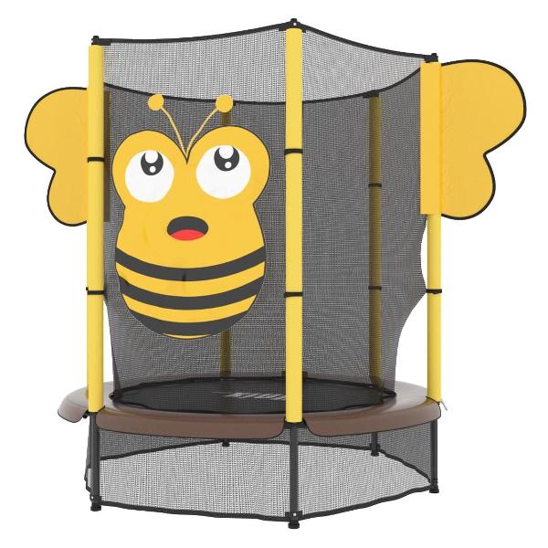 Батут каркасный для детей UNIX line 4.6 ft Пчела / Bee, диаметр 140 см, до 50 кг, диаметр прыжковой зоны 117 см, с верхней и нижней защитной сеткой на молнии, для дома и улицы