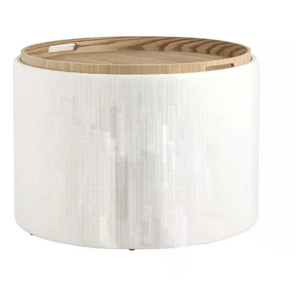 Пуф Stool Group с ящиком Хюгге L, рогожка белая