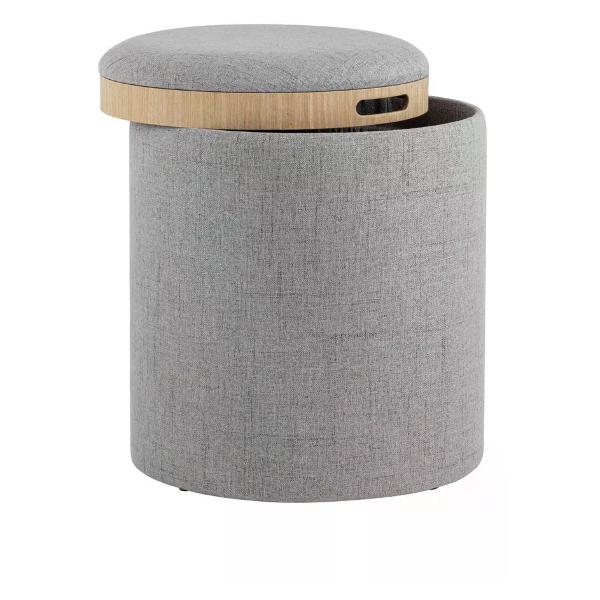 Пуф Stool Group с ящиком Хюгге S, рогожка серая