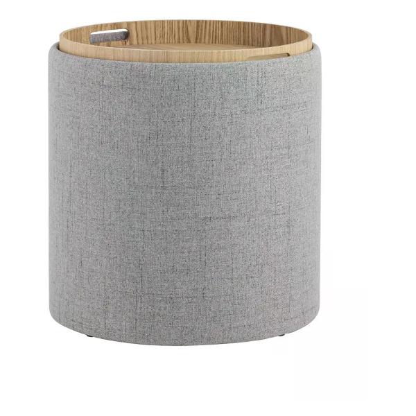 Пуф Stool Group с ящиком Хюгге S, рогожка серая