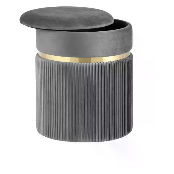 Пуф Stool Group Миранда с ящиком, велюр серый