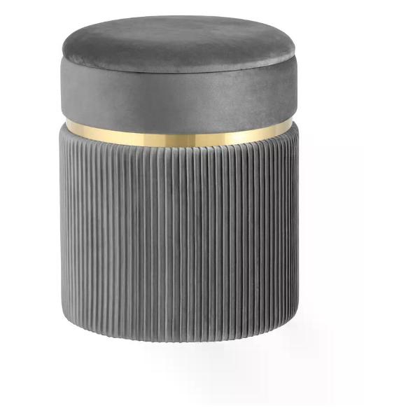 Пуф Stool Group Миранда с ящиком, велюр серый