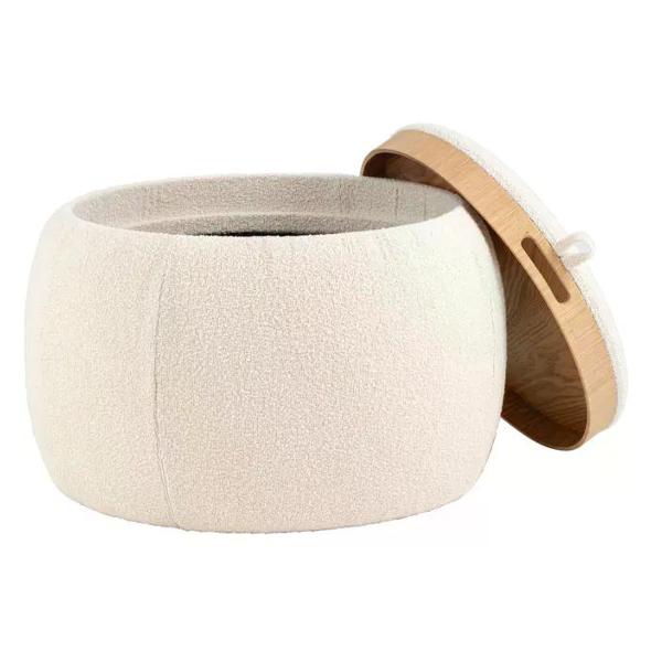 Пуф Stool Group Пуф-трансформер с ящиком Люкке с крышкой, букле бежевый