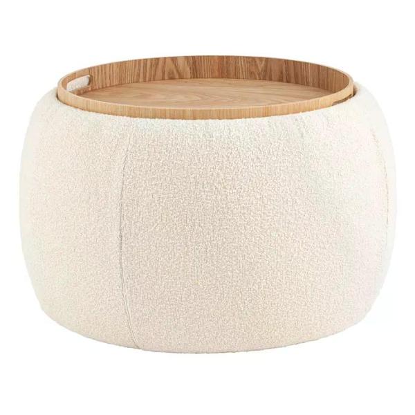 Пуф Stool Group Пуф-трансформер с ящиком Люкке с крышкой, букле бежевый