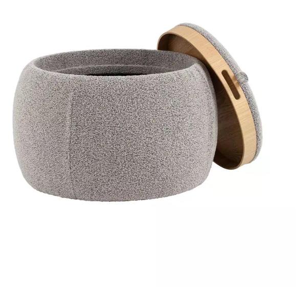 Пуф Stool Group Пуф-трансформер с ящиком Люкке с крышкой, букле серый