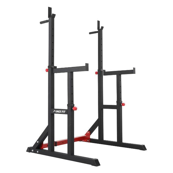 Стойка под штангу для дома UnixFit каркасная / Frame 220 для жима и приседаний со штангой, нагрузка до 200 кг. Регулировка расстояния между стойками, квадратный профиль 106х76-116х106-152 см