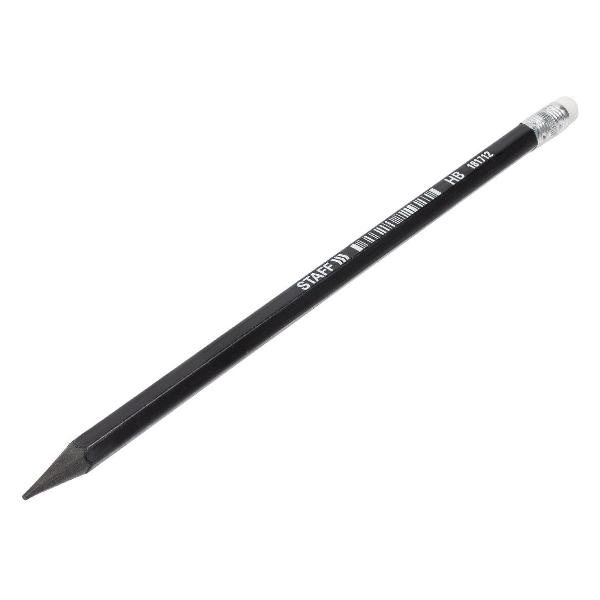 Карандаш Staff BLP-712 HB 100 шт, с ластиком 88042