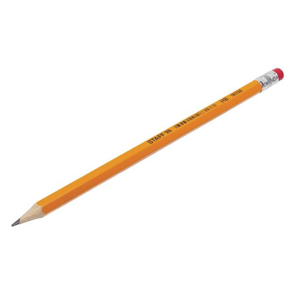 Карандаш Staff BLP-724 HB 100шт, с ластиком 880432