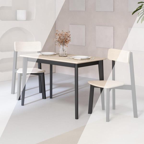 Стол обеденный Skyland LYKKE TS-110 шпон белый дуб/ черный 110х70х75