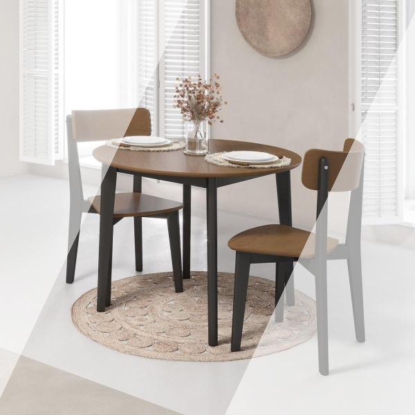 Стол обеденный Skyland LYKKE TR-100 шпон орех/черный 100х100х75