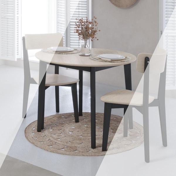 Стол обеденный Skyland LYKKE TR-100 шпон белый дуб/черный 100х100х75