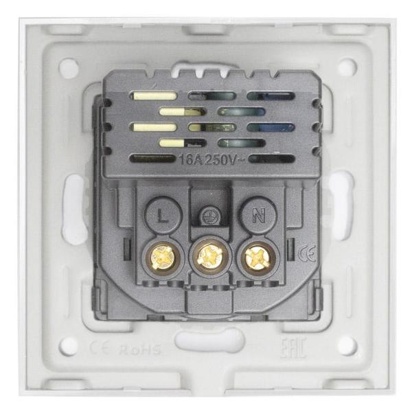 Розетка Vell WH1P-EUACF, электрическая, 1 пост, USB-A, USB-C, быстрая зарядка, стеклянная рамка, белая