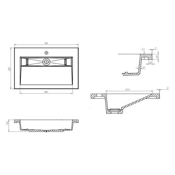 Раковина встраиваемая Uperwood Next Premium 70 Wh