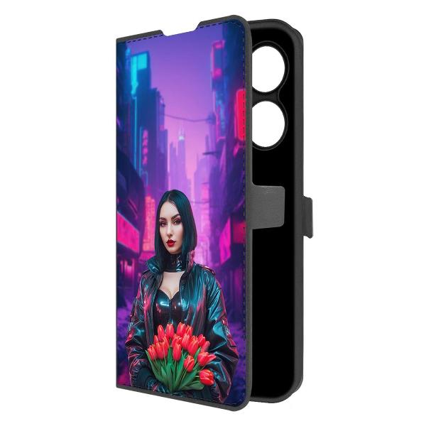 Чехол Krutoff Eco Book для ITEL A70 Киберпанк-весна