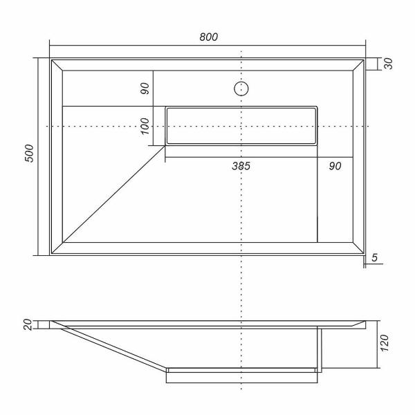 Раковина встраиваемая Uperwood Lotus Quartz 80 Bet