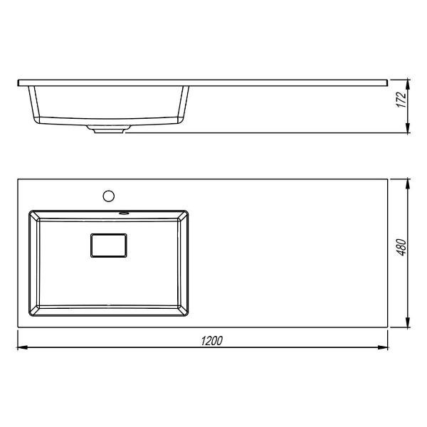 Раковина встраиваемая Uperwood Cosmos Quartz 120 left Cha