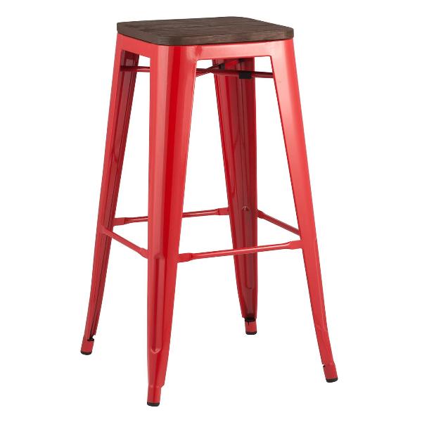 Стул барный Stool Group TOLIX красный глянцевый + темное дерево