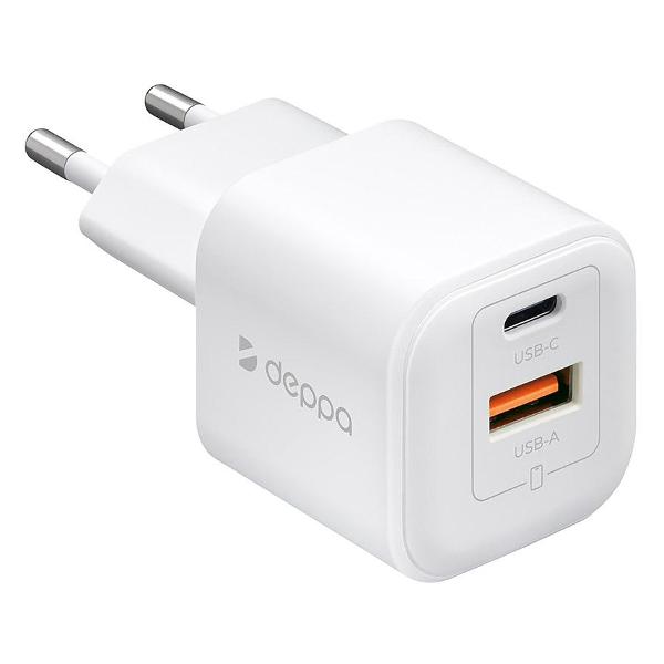 Сетевое зарядное устройство Deppa USB-C + USB-A GaN 20W (11455) фото