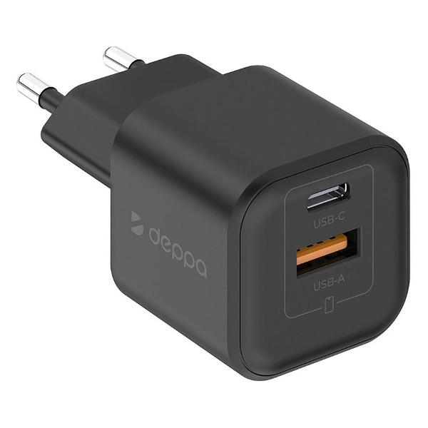Сетевое зарядное устройство Deppa USB-C + USB-A GaN 20W (11456)